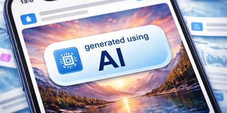 Nahaufnahme eines Smartphone-Displays mit einem Button, auf dem 'powered using AI' steht