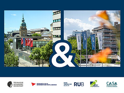 Bild mit Gebäuden der TU Darmstadt und der RUB