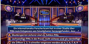 Forschungsergebnis als Quiz-Frage in ARD-Sendung. Dezember 2020